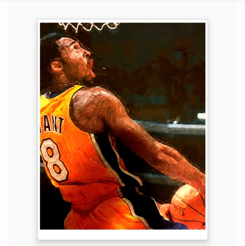 NEW!💯 KOBE BRYANT LOS ANGELES LAKERS NBA DUNK 8.5x11 GLOSSY COLOR ART POSTER!🤩